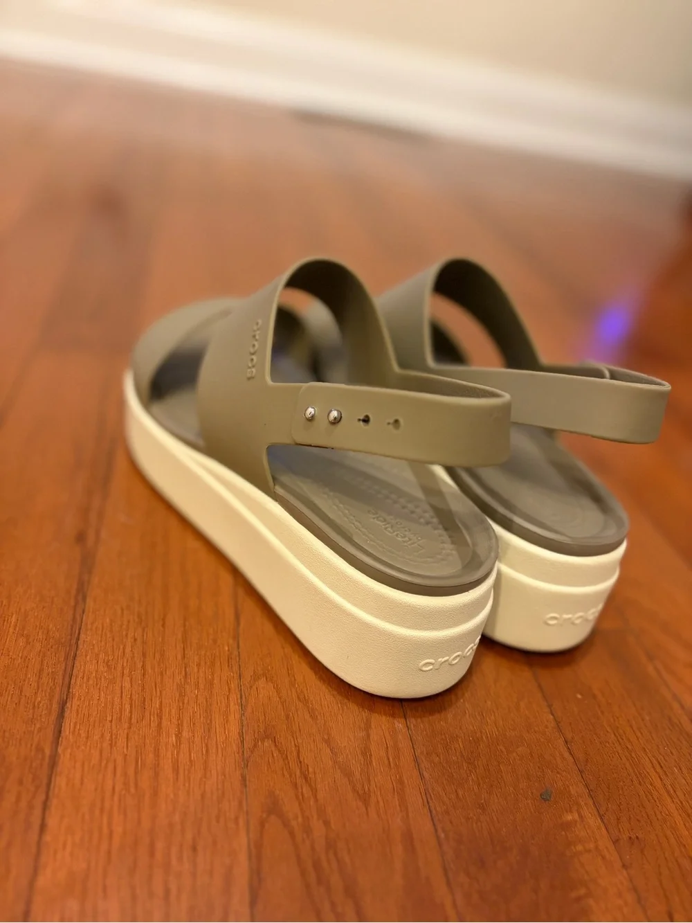CROCS | Brooklyn Low Wedge Sandals- Khaki Bone